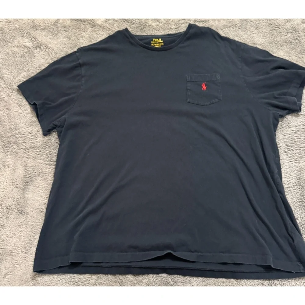 Polo Ralph Lauren T-Shirt Mens XXL Classic Fit Black Red Pony Chest Pocket Tee